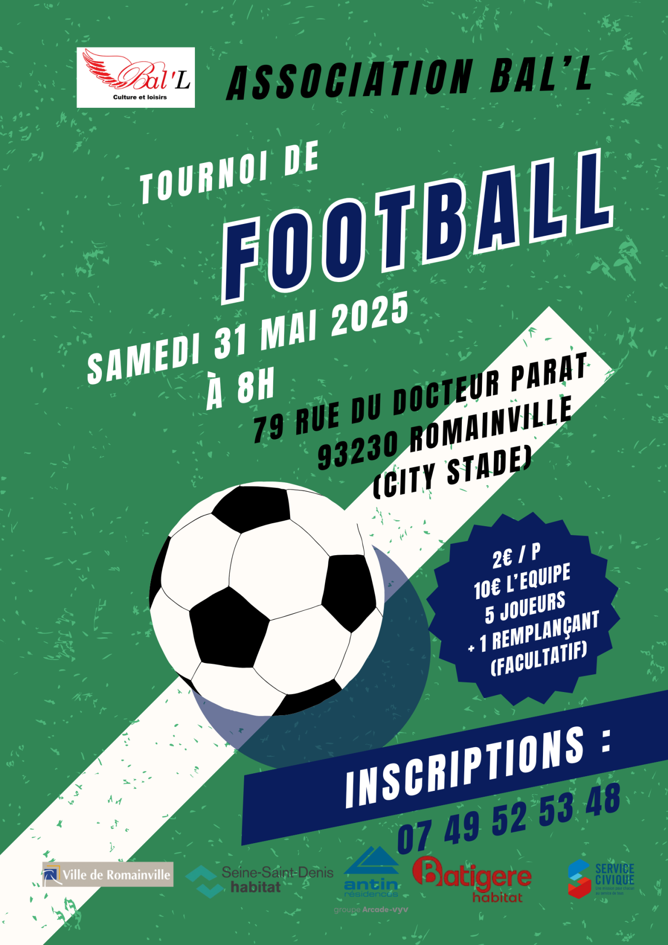 Affiche tournoi de football association blal