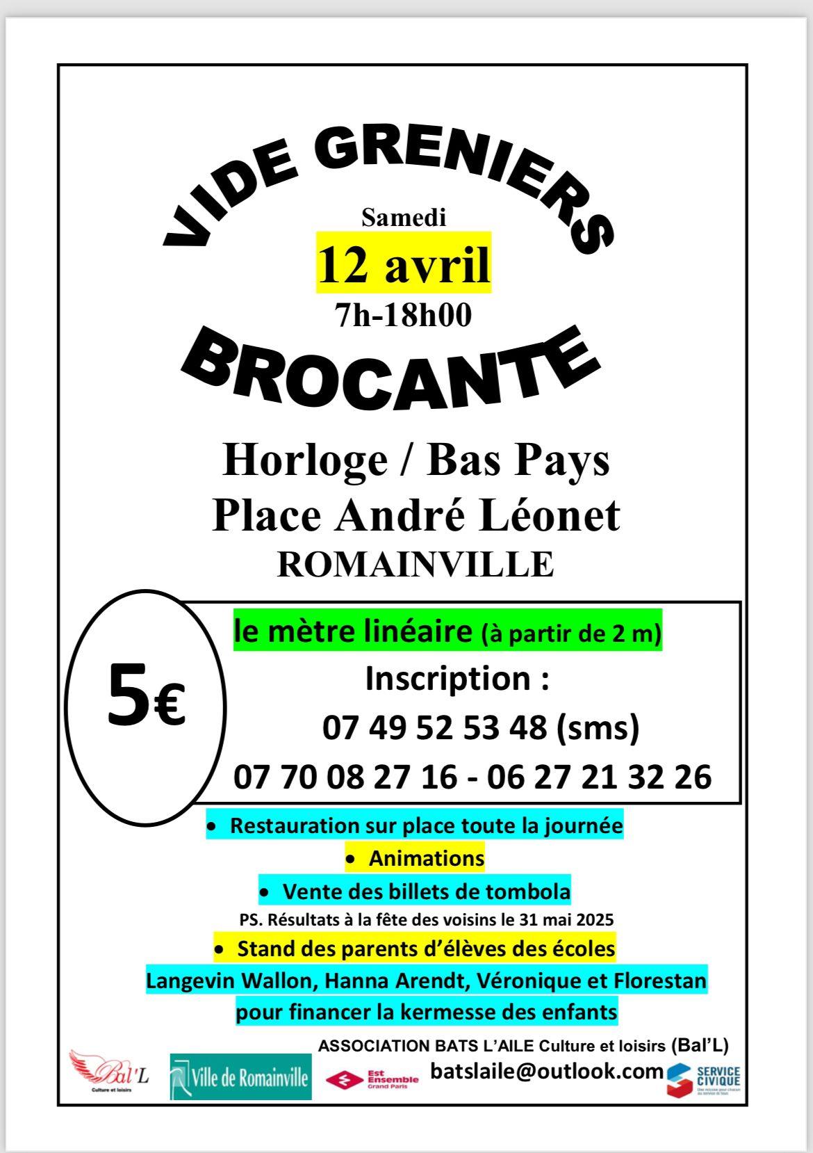 Vide greniers romainville 93 association bal l 1